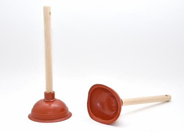 Pümpel mit Holzgriff ca. 44 cm, Ø 15,5cm, rot