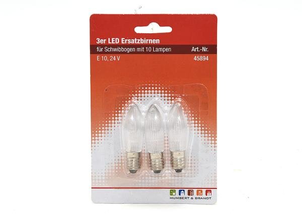 LED-Ersatzbirnen 3er für Schwibbogen mit 10 Lampen E10, 24 V, universal