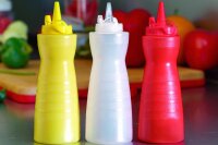 3 Quetschflaschen für Senf, Majo und Ketchup...