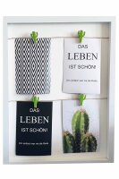 2 x Galerierahmen 41x31cm für 4 Fotos 10x15 Clip-Leiste Ananas+Kaktus Fotogalerie tawo