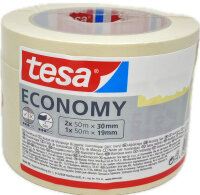 Tesa Malerkreppband 3er Promo 2x50mx30mm + 1x50mx19mm