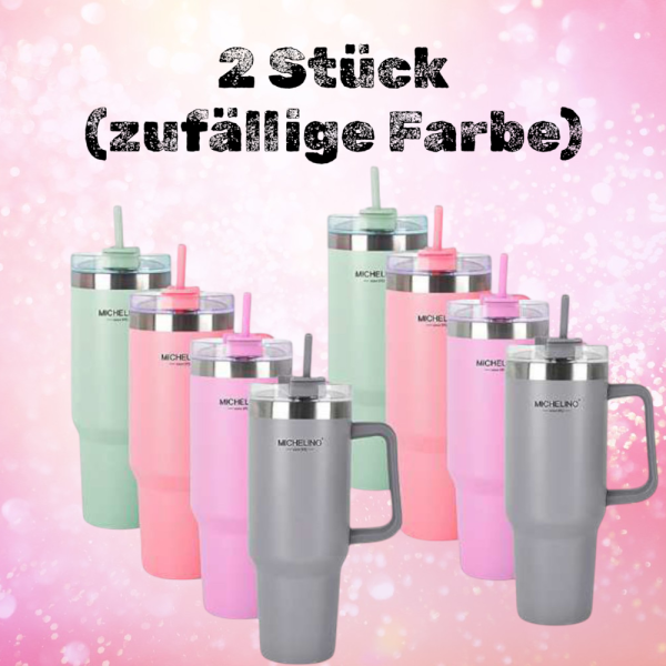 2 x Isolierbecher/Reisebecher Fresh 1,2 Liter salbei, purple, pink, taupe