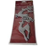 50 x Glitzer Rentiere 2er  rot/silber 15cm Dekoration Weihnachten zum Hängen
