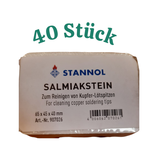40 x Salmiakstein/Salmiak-Lötstein 65x45x40mm STANNOL