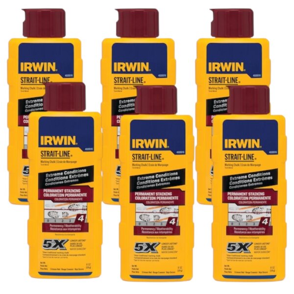 IRWIN Schlagschnurkreide/Markierungskreide STRAIT-LINE Rot 6x170g  / 6er Pack