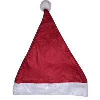 10 x Weihnachtsmannmütze mit Bommel 30x40cm rot/weiß
