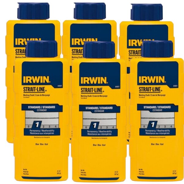 IRWIN Schlagschnurkreide/Markierungskreide STRAIT-LINE Blau 6x227g  / 6er Pack