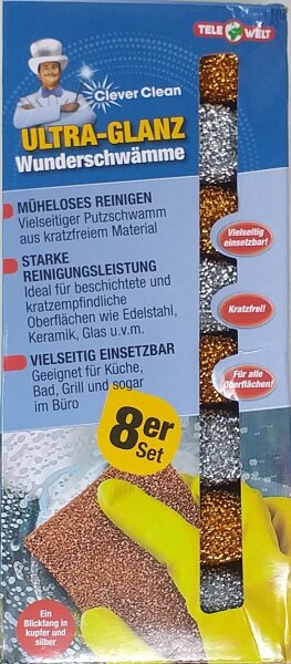 Wunderschwämme 8er Ultra-Glanz kupfer/siber Clever Clean