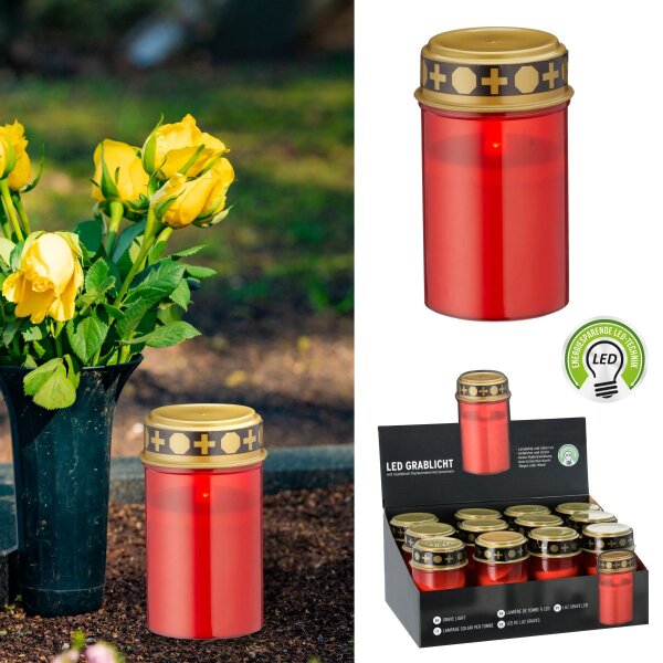 Grablicht LED rot mit Golddeckel