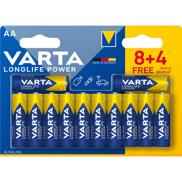 Varta Longlife Power 12er AA Batterie (8+4 gratis)