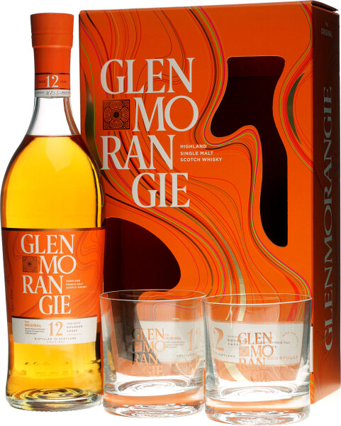 Glenmorangie The Original 12 Jahre Geschenkset mit 2 Gläsern 0,7 Liter 40 % Vol.