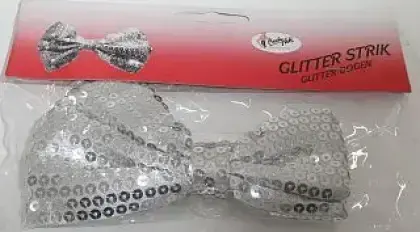 Fliege Pailletten silber ca. 14 cm