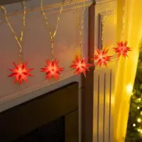 LED Lichterkette mit 5 Sternen, rot mit 5 warm...