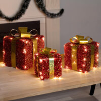 3er Set LED Geschenkboxen batteriebetrieben und 6h Timer