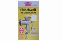 Fleischwolf Gr. 8 aus Gusseisen mit Gebäckvorsatz für Spritzgebäck manuell GSW